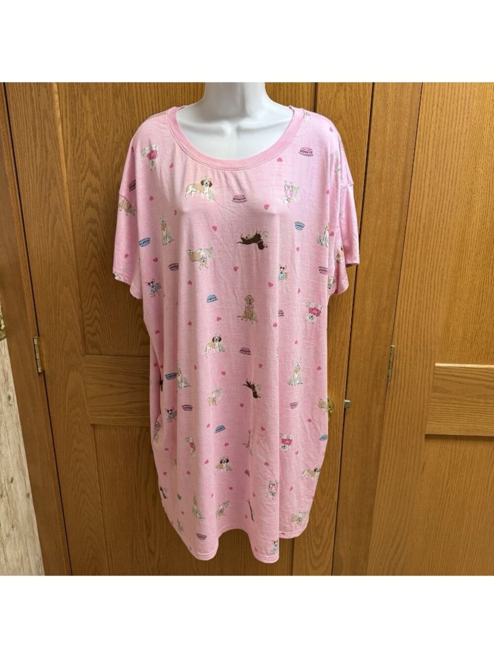 Women's Joyspun Puppy Dogs Pink Sleep Nightshirt - 2X - 3X